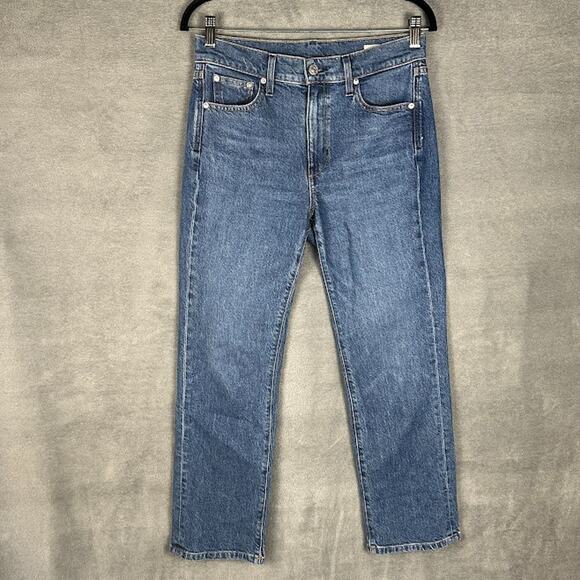 AYR Denim - AYR Jeans Womens 28S Blue The Lala Straight Stretch Denim Medium Wash Mid Rise
